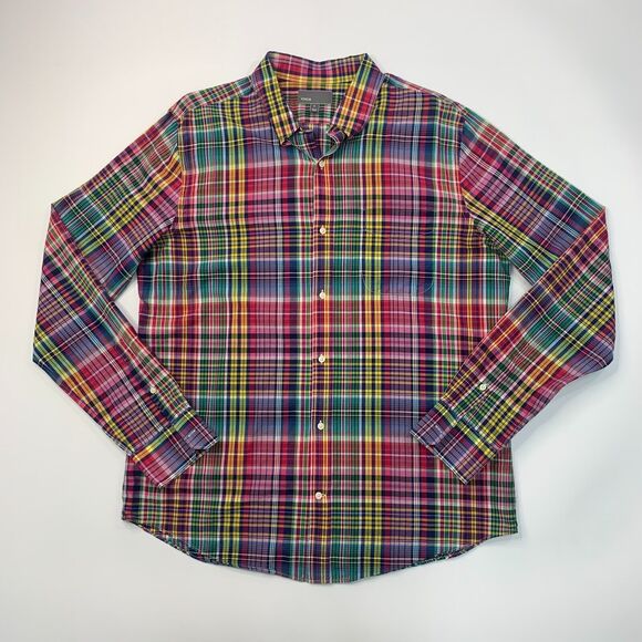 Vince Shirt Mens XL Extra Large Multi Plaid Button Up Long Sleeve Cotton - Picture 2 of 9